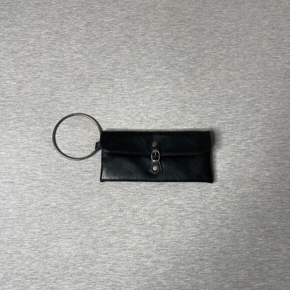 Victoria's Secret Vintage Black Leather Belt Buckle Snap Closure Clutch - Picture 1 of 11